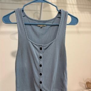 Madewell Light Blue Ribbed Button-Front Tank